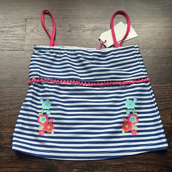 2/$25 NWT Girl / Toddler Blue and White Stripes Bathing Suit Size 4T - Picture 2 of 5